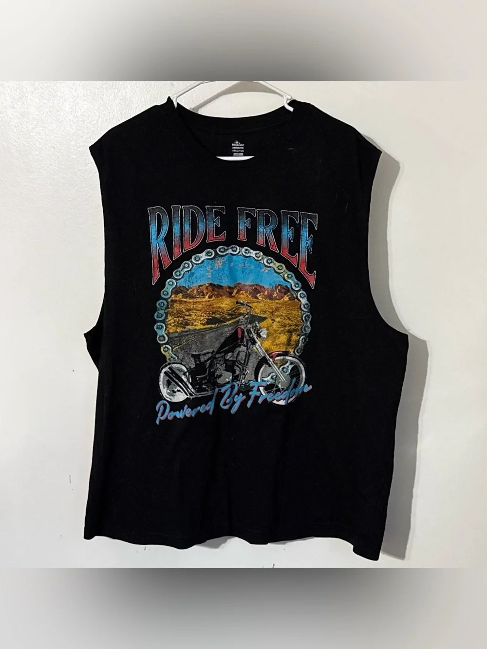 Celebrate Patriotic 2XL Ride Free Motorcycle Sleeveless Graphic T-Shirt